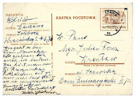 Karta pocztowa do Juliana Fercza