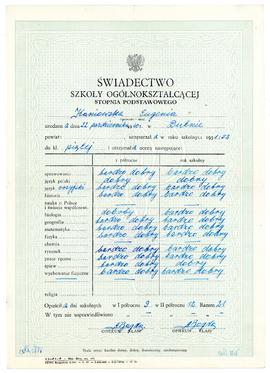 Świadectwo Szkoły Ogólnokształcącej - Stopnia Podstawowego