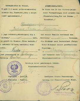 Upoważnienie na wyjazd=Ausreiseerlaubnis