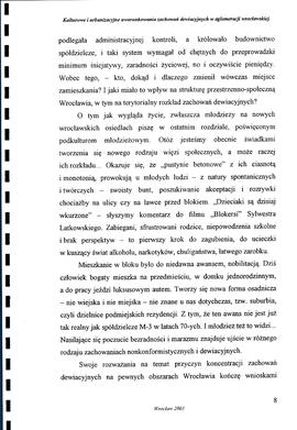 Kulturowe i urbanizacyjne uwarunkowania zachowań dewiacyjnych w aglomeracji wrocławskiej